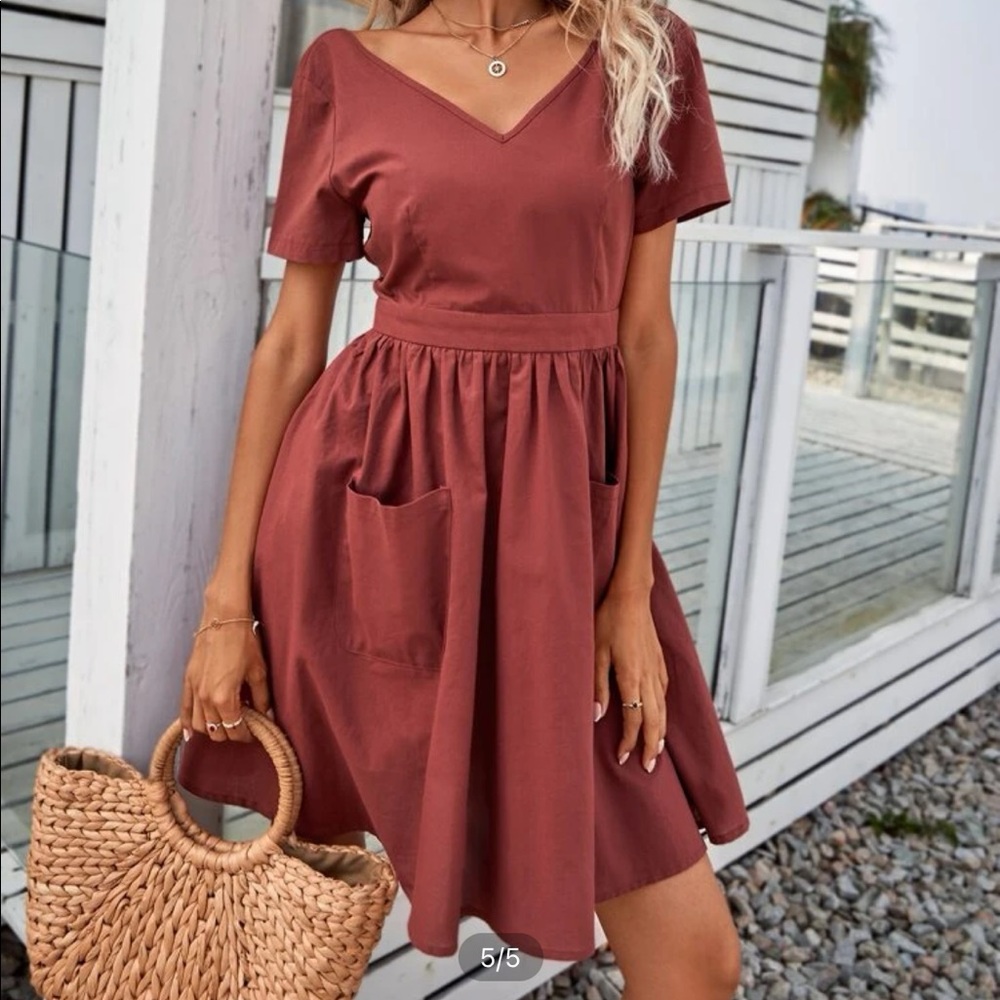 Rust Midi Dress